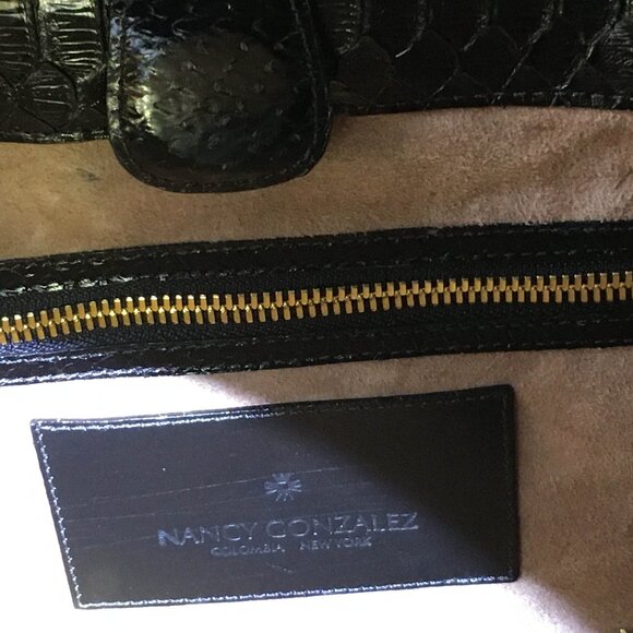 NEW Never Carried Auth Nancy Gonzalez GENUINE PYTHON shiny black tote bag $3950 - Picture 12 of 14
